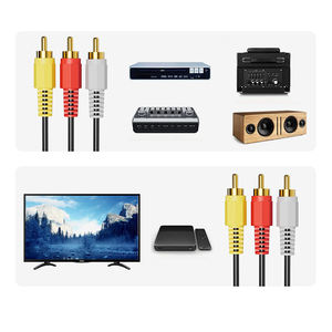 Banhado a ouro Rca Cabo Composto Macho Para Dvd Vídeo Áudio AV Cabo 3RCA Masculino Áudio Vídeo RCA 3 Composto Para Set Top Box Speaker - Product Image 4