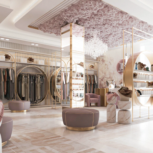 Exhibidor de <span class=keywords><strong>Boutique</strong></span> para Mujer, Estilo Palacio Francés, Moderno, de Lujo, Personalizado, Mueble de MDF Enchapado, Precio de Fábrica - Product Image 4