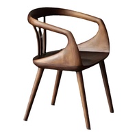 Chaise de salle à manger en bois massif noyer noir avec dossier et accoudoirs, style capsule spatiale multifonctionnelle, pour usage domestique ou bureau, style mi-siècle
