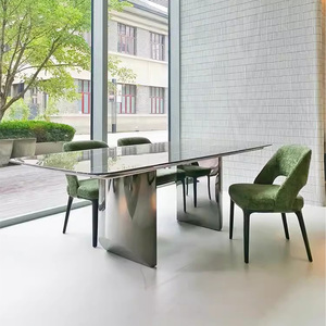 Chaise <span class=keywords><strong>en</strong></span> bois massif nordique avec revêtement <span class=keywords><strong>en</strong></span> cuir et <span class=keywords><strong>tissu</strong></span> italien, ensemble <span class=keywords><strong>de</strong></span> table à manger design moderne pour la maison, 4, <span class=keywords><strong>6</strong></span> ou 8 <span class=keywords><strong>chaises</strong></span>, meubles <span class=keywords><strong>de</strong></span> salle à manger - Product Image 5