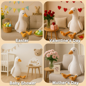 Peluche a Forma di Oca, Morbido Animale Imbottito, Simpatico Pupazzo a Gambe Lunghe per Regali ai Bambini, Decorazione per Divano e Camera da Letto - Product Image 4