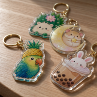 Porte-clés en plastique acrylique personnalisés imprimés en gros, breloques de dessin animé, support de pin's, époxy transparent, légers et étanches