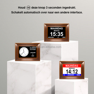 10.1 Inch Gỗ Đồng Hồ Analog Tự Động Mờ Thêm Thư Lớn Hà Lan Engilish Ngôn Ngữ Mất Trí Kỹ Thuật Số Lịch Ngày Đồng Hồ Cho Elderlys - Product Image 2