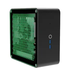 X230 5.8L铝制迷你itx外壳黑色侧面透明USB2.0 * 2便携式1U电源电脑外壳