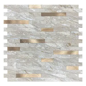 oblong peel and stick tile backsplash kitchen wall decor self adhesive aluminium surface metal mosaic tile sticker