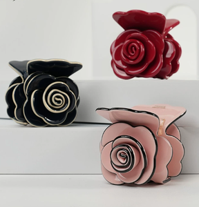 EASY <span class=keywords><strong>Ancora</strong></span> Pinza para el pelo de acetato rosa francés con diseño floral para cola de caballo alta, accesorios de moda para el cabello, tocados para mujer, logotipo personalizado - Product Image 1