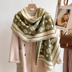 Chal de Invierno de Lujo para Mujer, Material Combinable con Todo, Algodón Suave, Cachemira Gruesa, Diseño Floral de Doble Cara, Transpirable, Nuevo - Product Image 6