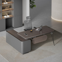 Bureau d'ordinateur de luxe en bois massif peu encombrant en forme de L avec tiroirs de rangement et bordure en PVC pour