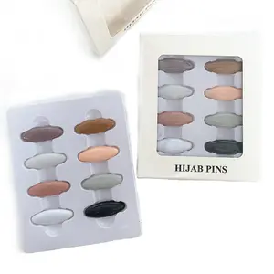 12pcs Oval Needle Color Muslim Headscarf Needle Scarf Buckle Scarf Pin  Accessories Plastic Safety Pin Color