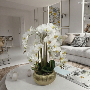 Fleurs artificielles avec pot, grandes orchidées, panneau de plantes artificielles, fleurs d'orchidées en soie PEVA - Product Image 5