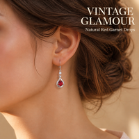 Boucles d'oreilles pendantes en argent 925 avec grenat naturel de Madagascar, couleur feu de haute qualité, design floral vintage, plaqué rhodium
