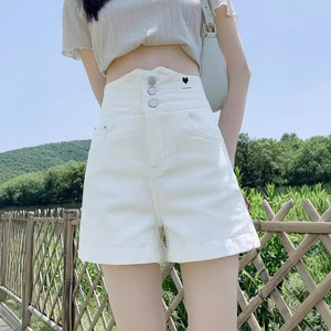 กางเกงยีนส์ขาสั้นสีดำสำหรับผู้หญิง, กางเกงยีนส์เอวสูงสีขาวเสานักขี่จักรยานเต้นสำหรับผู้หญิงสวมใส่กางเกงยีนส์ฮาราจูกุ XL Y2k กว้างหรูหรา - Product Image 4