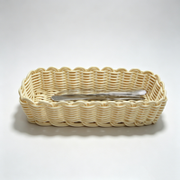Panier à couverts en rotin tressé beige avec dentelle, fait main, qualité alimentaire, pour couteaux, fourchettes et baguettes, idéal pour la maison, la cuisine, le comptoir ou la table