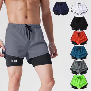 Pantalones cortos de secado rápido personalizados OEM 2 en 1, ropa de gimnasio de alta calidad para hombres, ropa interior informal, pantalones de gimnasio de poliéster para hombres - Product Image 1