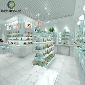 Étagères murales de présentation de maquillage sur mesure pour boutique de cosmétiques, style tendance, avec logo en bois, mobilier et décoration pour boutique de cosmétiques - Product Image 2