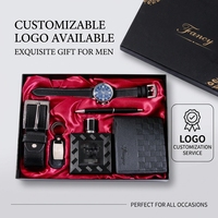 Ensemble cadeau d'accessoires pour homme personnalisé en gros, faible MOQ, coffret élégant montre, ceinture, portefeuille, eau de Cologne pour anniversaire