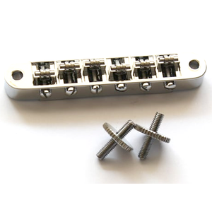 Puente de rodillo cromado personalizado Puente Tune-O-Matic con poste de tornillo y rueda - Product Image 1