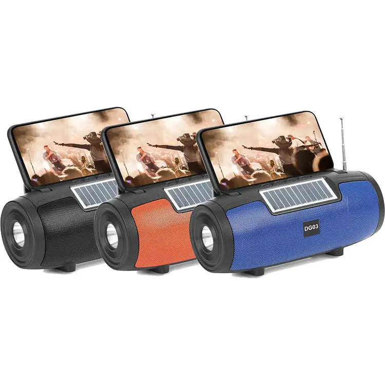 DG03 손전등이 있는 솔라 블루 치아 스피커 실외용 무선 휴대용 스피커 PC 노트북 스마트 폰과 호환 가능