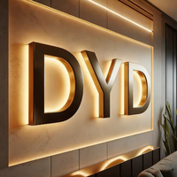 Enseignes LED personnalisées en métal doré, logos publicitaires rétroéclairés pour bureaux, enseignes murales intérieures/extérieures, contrôle par application Bluetooth, étanches IP54