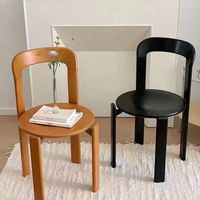 Chaise de salle à manger empilable en teck massif haut de gamme style crème, mobilier de maison, chambre à coucher, chaise Rey colorée