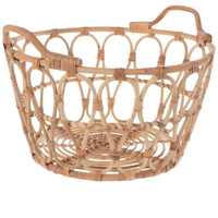Meilleur Choix Panier en Rotin Tressé à la Main à Maille Ouverte Écologique avec Poignées Couleur Naturelle Taille Personnalisable Décoratif Multi-Usages