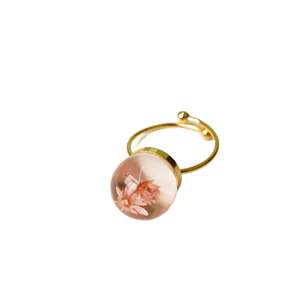 Fashion <b>Ring</b> With Resin Flower Ball Gold Plated <b>Adjustable</b> Band For Women - Product Image 1