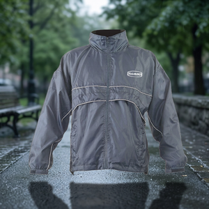 Saibro Men's Windproof Sporty <b>Jacket</b> Full Sleeve Stand Collar Zipper Fly Lightweight Polyester Autumn Adult Size Regular Fit - Product Image 5