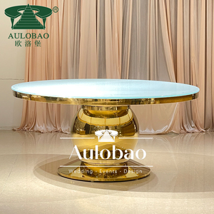 Muebles para bodas de hotel, mesas y sillas modernas de lujo de acero inoxidable para eventos de boda - Product Image 5