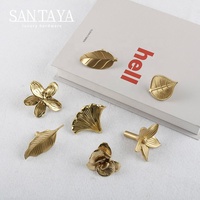 Poignées en laiton plaqué or poli Santaya, formes de feuilles et de fleurs, pour armoires de cuisine, tiroirs de chambre et meubles