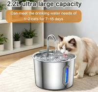 Fontaine à eau intelligente pour chat avec niveau d'eau visible, en acier inoxydable, filtration multicouche, distributeur d'eau pour animaux de compagnie avec robinet
