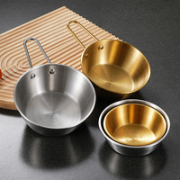Bol à vin de riz coréen en acier inoxydable 304 avec poignée épaissie, bol à kimchi doré, design minimaliste moderne pour usage domestique