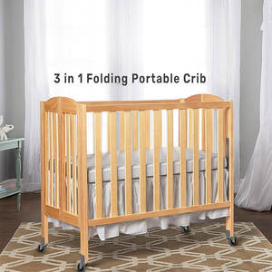 Lit préscolaire en <span class=keywords><strong>bois</strong></span> simple 3-en-<span class=keywords><strong>1</strong></span> berceau portable pliant avec roues pour la maternelle Montessori - Product Image 2