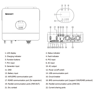 Inversor Fuera de Red Growatt de 12KW 48V 12000W para Sistemas Solares Domésticos, desde Almacén en la UE - Product Image 4