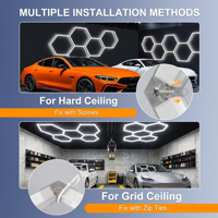 Lumière de garage hexagonale LED 6000K ultra-lumineuse, lampe de plafond hexagonale pour salle d'exposition automobile, salon de beauté, atelier de travail