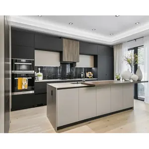 NICOCABINET Acessível Escuro E Luz Cinza Laca Cozinha Armário Moderno Smart Kitchen Cabinet Design