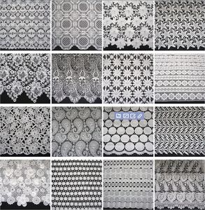 Tissu en dentelle guipure blanche de haute qualité 100% polyester Broderie Vente en gros Tissu en dentelle personnalisé à bas prix - Product Image 6