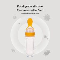 Nouvel arrivage Cuillère d'alimentation en silicone 2 en 1 sans Bpa pour enfants Biberon de riz et de céréales pour bébé Biberon de fruits avec cuillère