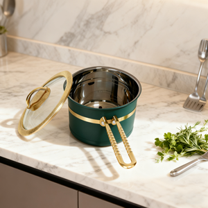 Hiện đại sang trọng thép không gỉ Nồi sữa đồ nấu nướng với lớp phủ gốm và thân thiện với môi thiết kế với một Vàng xử lý - Product Image 5