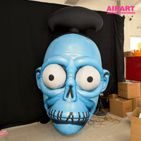 Modèle de tête de crâne bleue gonflable géante personnalisée 3M, accessoire d'horreur zombie pour la décoration de fête d'Halloween