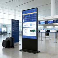 Kiosco con Pantalla Táctil 4K de 55 Pulgadas con Recubrimiento AR, Señalización Digital LCD, Cartel Interactivo, Tótem con Animación Integrada, CMS, para Vestíbulo de Aeropuerto