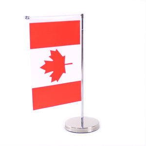 Bandiera da Tavolo Personalizzata del Canada con Asta in Acciaio Inox e Base a L in Acciaio Inox con Finitura a Specchio per Ufficio ed Eventi - Product Image 2
