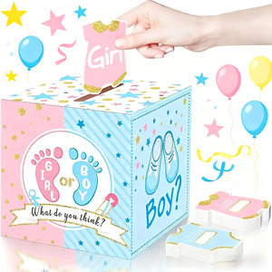 Baptême bébé sexe révéler urne avec 50 cartes bébé douche décorations fête vote jeu TNT sexe révéler fête fournitures - Product Image 6