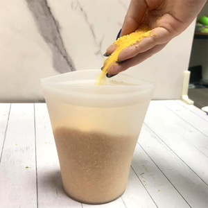 핫 세일 스몰 사이즈 500ML 부드러운 내구성 식품 등급 재사용 가능한 실리콘 식품 보관 가방 냉동 식품 대량 저장 - Product Image 6