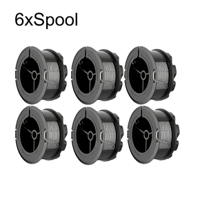 6xF016800570 Carrete de Hilo de Repuesto 6.1M/20FT 1.65mm con Tapa Negra para Recortadora de Césped Universal GrassCut 18-26, Piezas para Cortacésped - Product Image 1