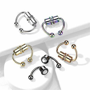 ボディピアスジュエリーステンレス鋼偽セプタムノーズノンピアス磁気偽セプタムリングスチール - Product Image 2