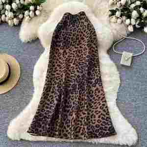 Summer Leopard Digital Printed Pencil <b>Skirt</b> Women Casual Empire Waist Elegant Breathable 100% <b>Silk</b> Sustainable Satin 260g - Product Image 4
