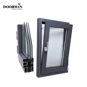 Doorwin Texas Hot Sale Ultra Double Glazed Tempered Glass Windows Line Fixed Window Slim Profile Aluminium Black Windows
