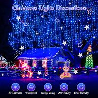 Lumières de Noël à LED étanches 8 Modes Lumières de Noël Décoration extérieure avec mémoire et minuterie Lampes de fées suspendues Plug-in