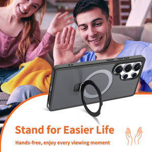 Luxe mat givré couverture complète <span class=keywords><strong>Anti</strong></span> chute antichoc fort support de téléphone magnétique support housse de téléphone pour Galaxy S24 S25 Edge - Product Image 4