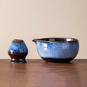 Kiln Transmutation Ceramic Matcha Bowl Japanese Vintage Porcelain <b>Tea</b> Whisk <b>Stand</b> and Stirring Bowl for Matcha Tool - Product Image 3